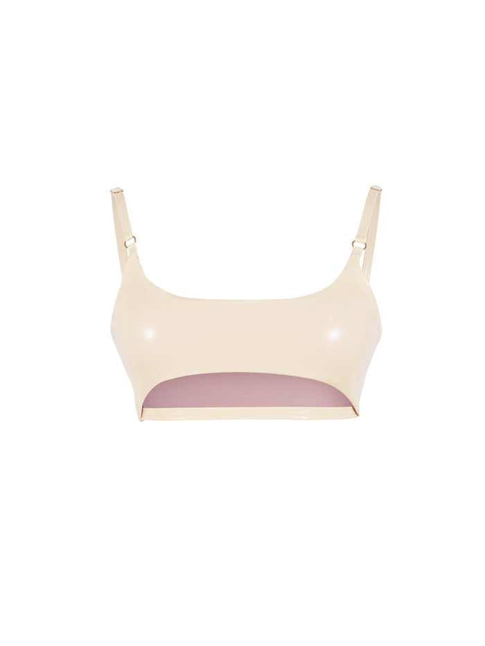 Sinner Vinyl Underboob Top CREAM