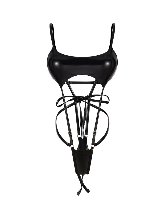 Inferno Vinyl Slingshot Bodysuit BLACK