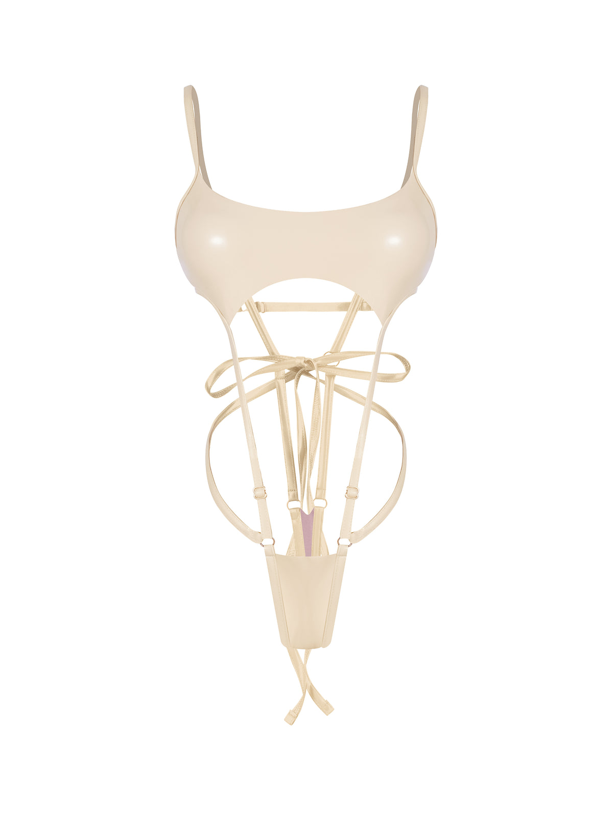 Inferno Vinyl Slingshot Bodysuit CREAM