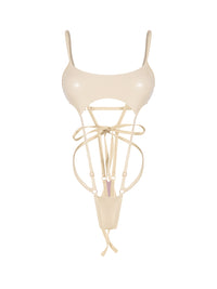 Inferno Vinyl Slingshot Bodysuit CREAM