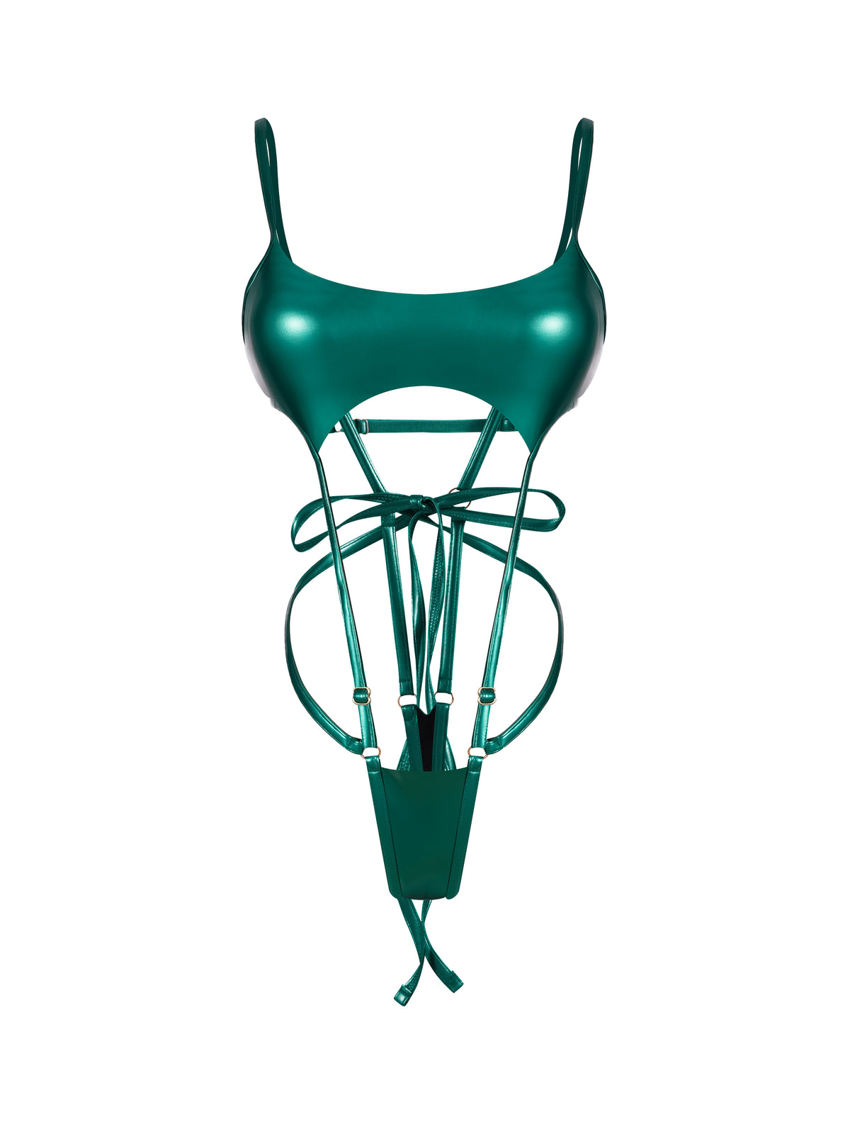 Inferno Vinyl Slingshot Bodysuit METALLIC GREEN