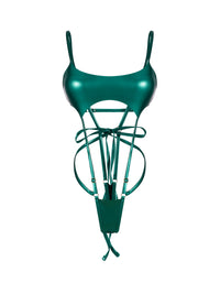Inferno Vinyl Slingshot Bodysuit METALLIC GREEN