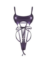 Inferno Vinyl Slingshot Bodysuit METALLIC VIOLET