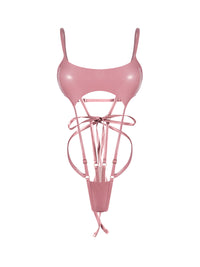 Inferno Vinyl Slingshot Bodysuit PINK