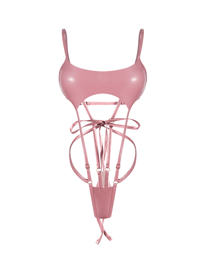 Inferno Vinyl Slingshot Bodysuit PINK