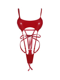 Inferno Vinyl Slingshot Bodysuit RED