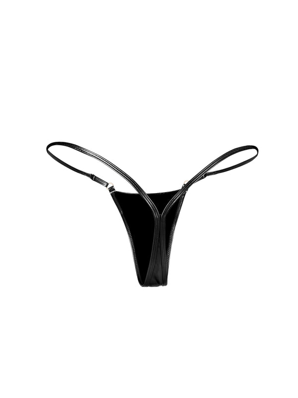 🍒Cherry Vinyl Mini Thong BLACK