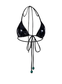 🍒Cherry Vinyl Bikini Top BLACK