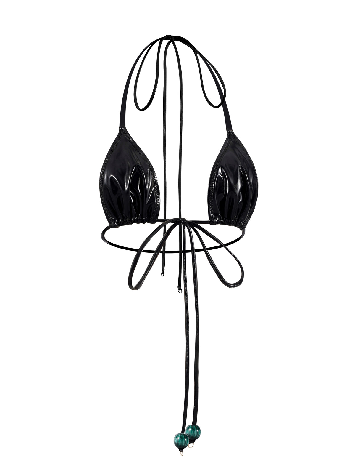 🍒Cherry Vinyl Bikini Top BLACK