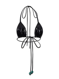 🍒Cherry Vinyl Bikini Top BLACK