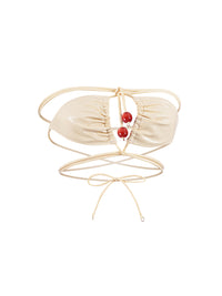 🍒Cherry Vinyl Bikini Top CREAM