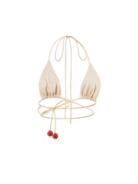 🍒Cherry Vinyl Bikini Top CREAM