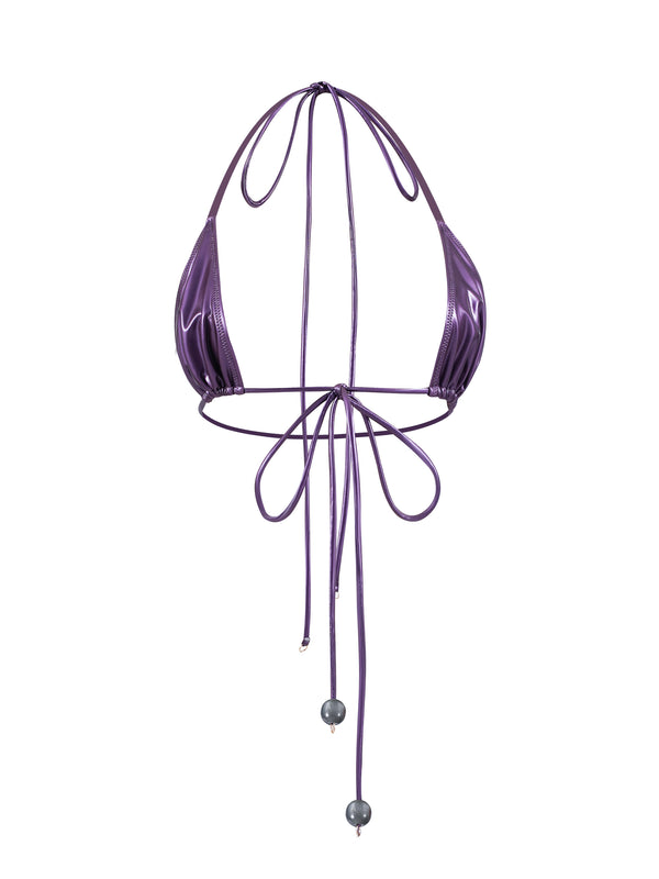 🍒Cherry Vinyl Bikini Top METALLIC VIOLET