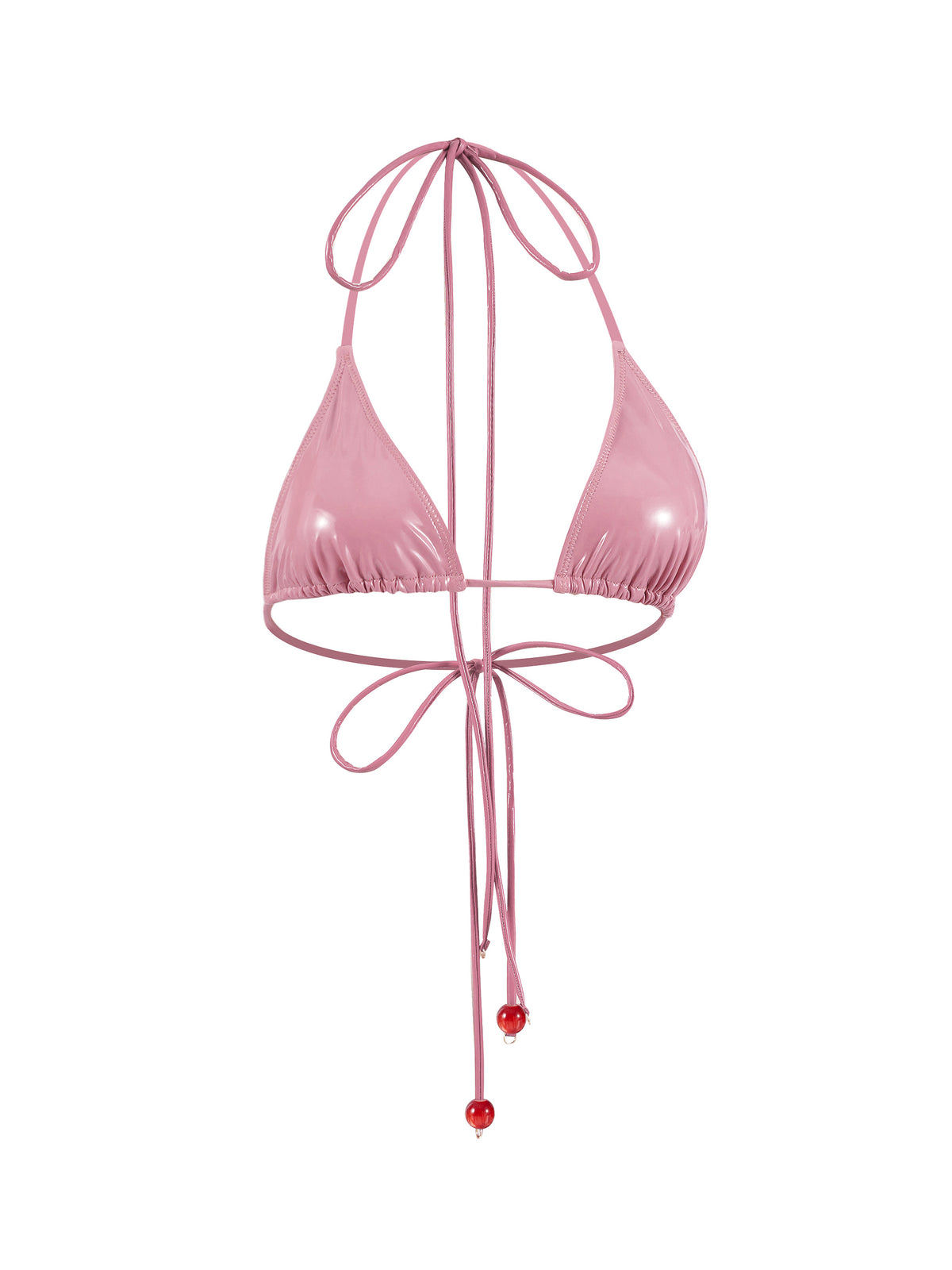🍒Cherry Vinyl Bikini Top PINK