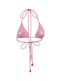 🍒Cherry Vinyl Bikini Top PINK