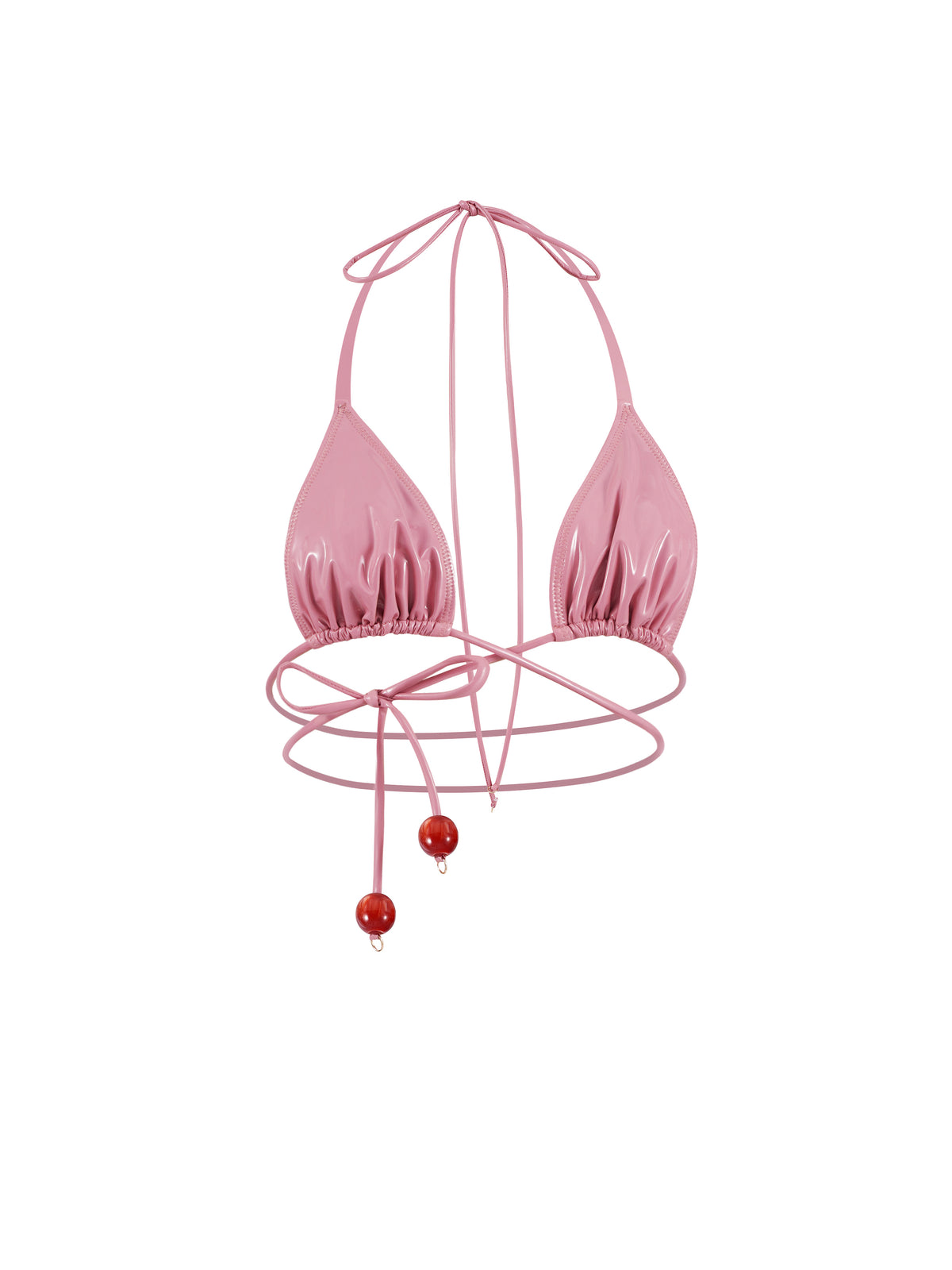 🍒Cherry Vinyl Bikini Top PINK