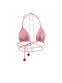 🍒Cherry Vinyl Bikini Top PINK