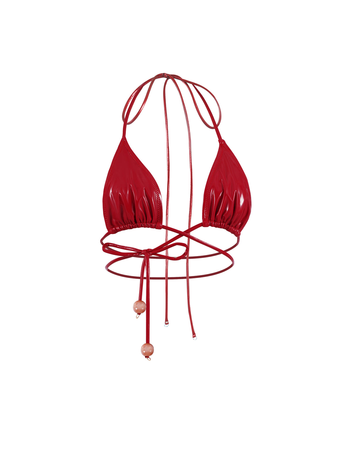 🍒Cherry Vinyl Bikini Top RED