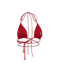 🍒Cherry Vinyl Bikini Top RED