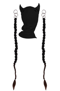 Devil Balaclava with braids BLACK