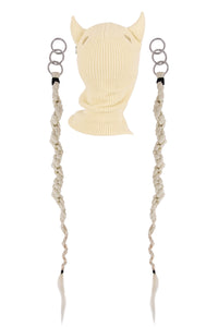 Devil Balaclava with braids CREAM