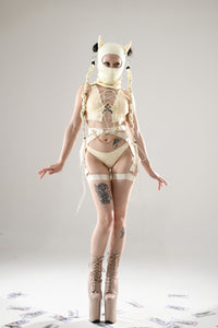 Devil Balaclava with braids CREAM