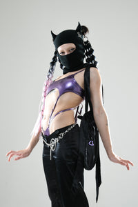 Inferno Vinyl Slingshot Bodysuit METALLIC VIOLET