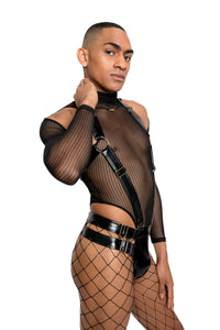 Sinner Vinyl Men's Suspender Thong BLACK
