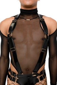 Sinner Vinyl Men's Suspender Thong BLACK
