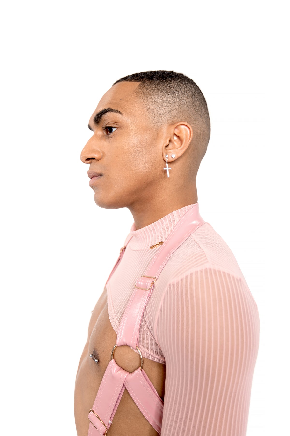 Sinner Vinyl Men's Suspender Thong PINK