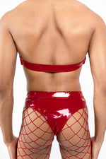 Sinner Vinyl Men's Suspender Thong RED