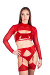 XXX Rated See Through Garter Belt RED