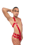 Sinner Vinyl Men's Suspender Thong RED